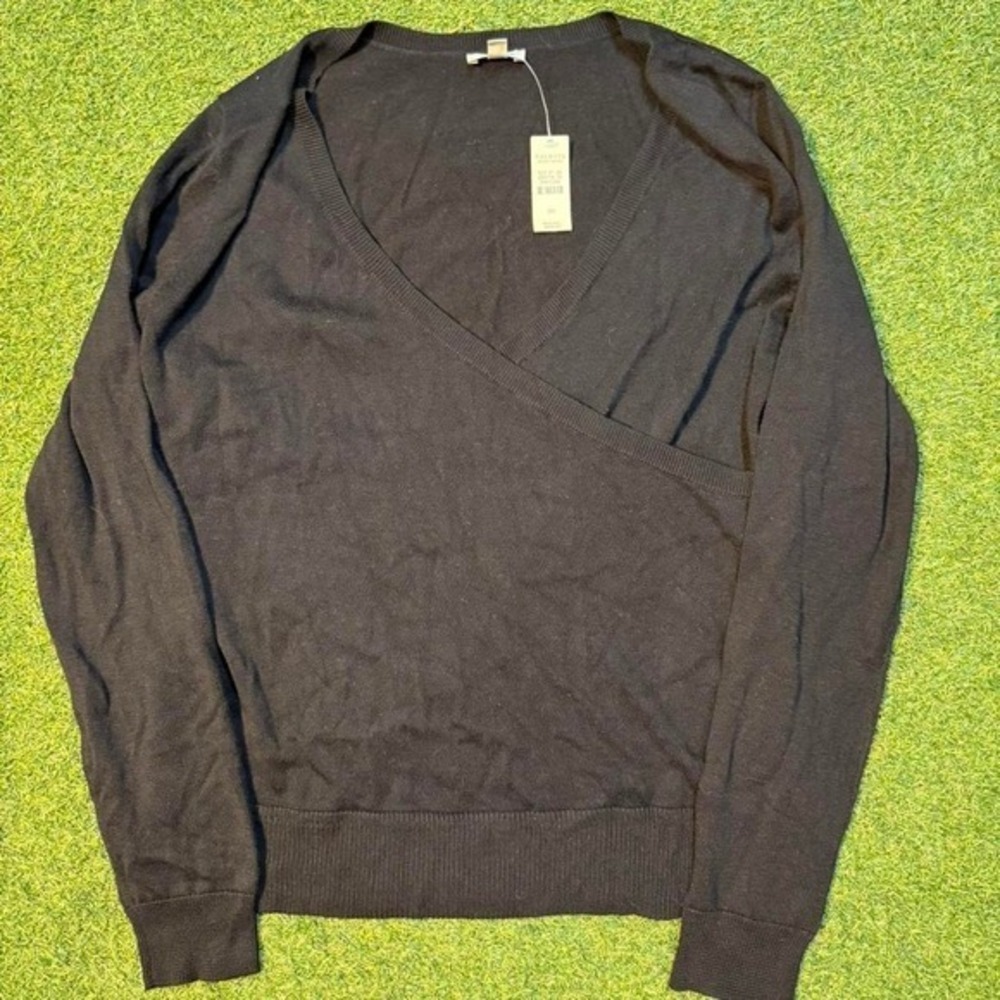 Talbots black wrap sweater size PM new with tags.